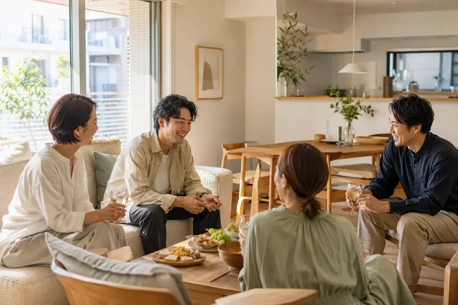 友人を新居へ招いて過ごす休日